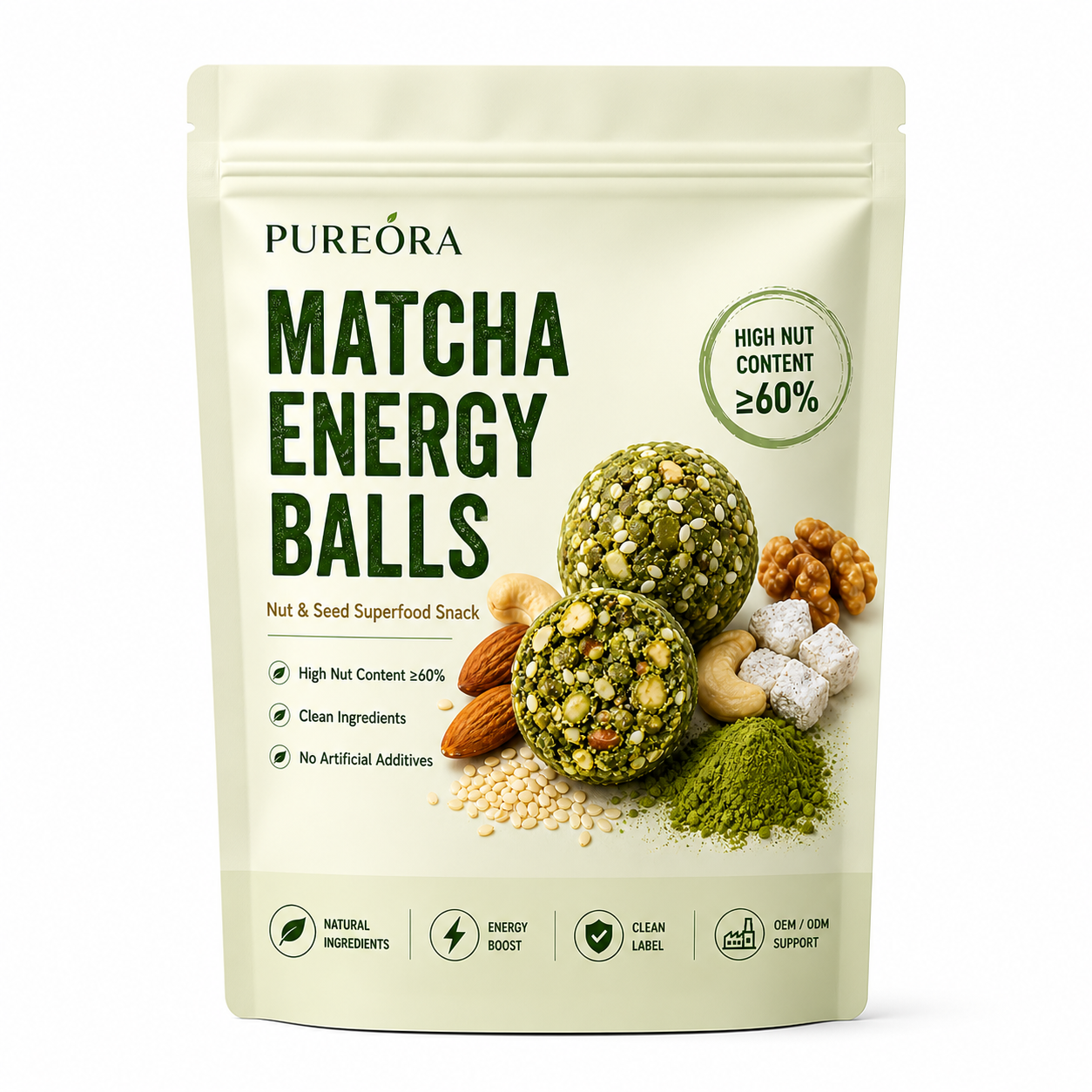 PUREORA Matcha Energy Balls product material